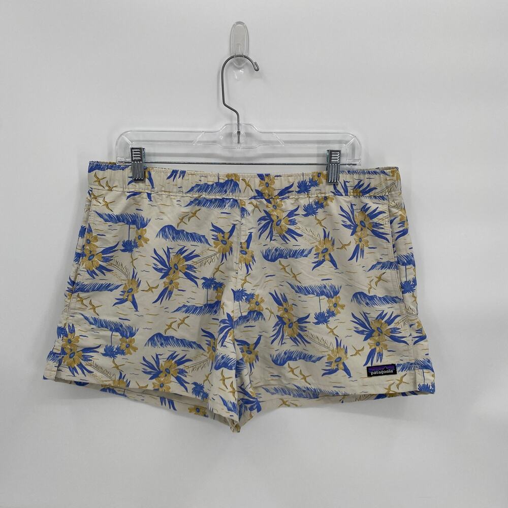 Patagonia Floral Women's Barely Baggies Shorts 2½" Cream Blue Size Large NEW